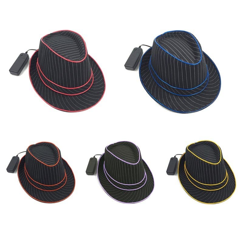 Halloween Light Up Hat: EL Wire LED Blinking Flashing Jazz Cap