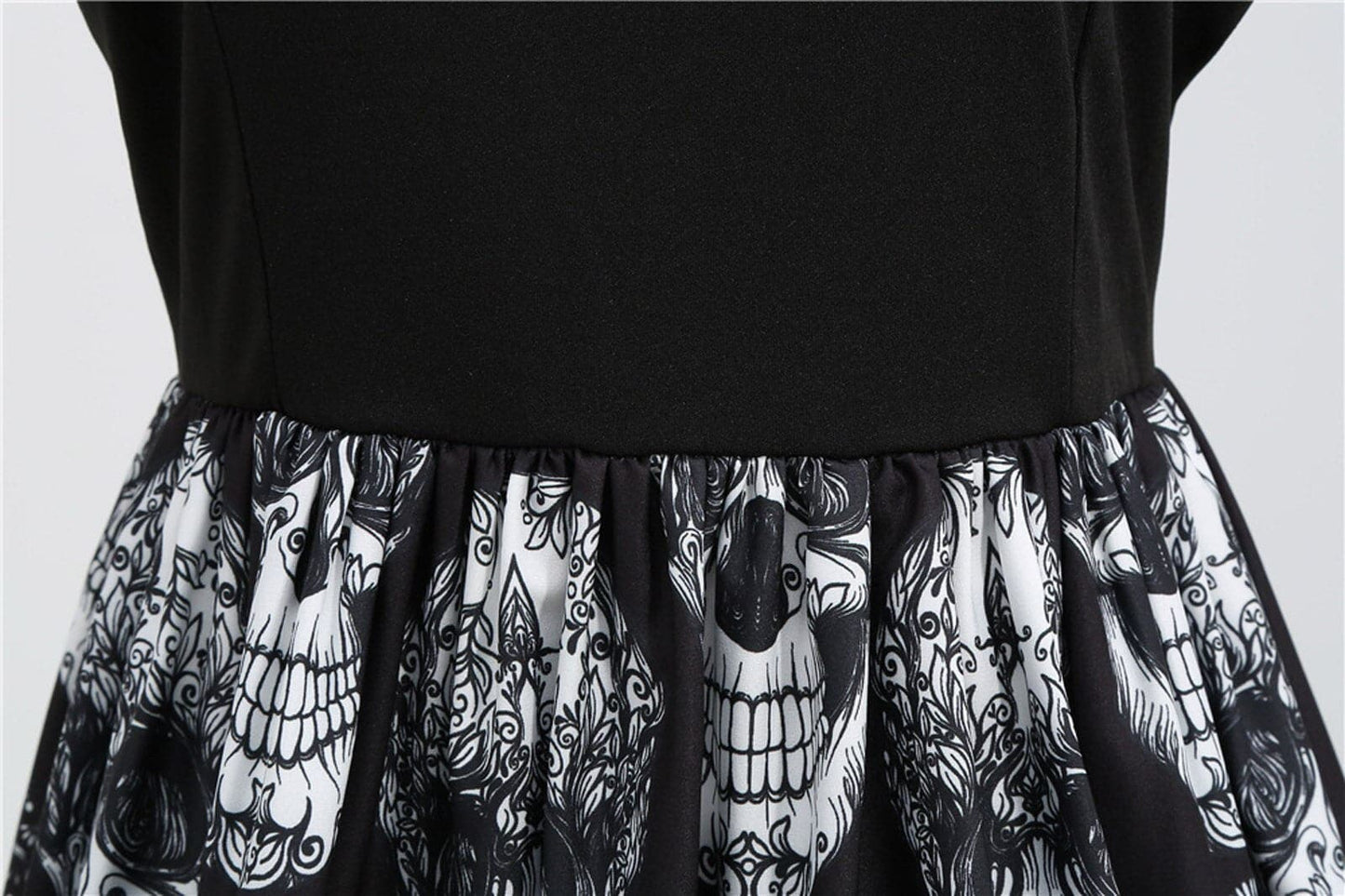Gothic Skull Print Dress for Halloween - Vintage Long Sleeve Party Prom Dress