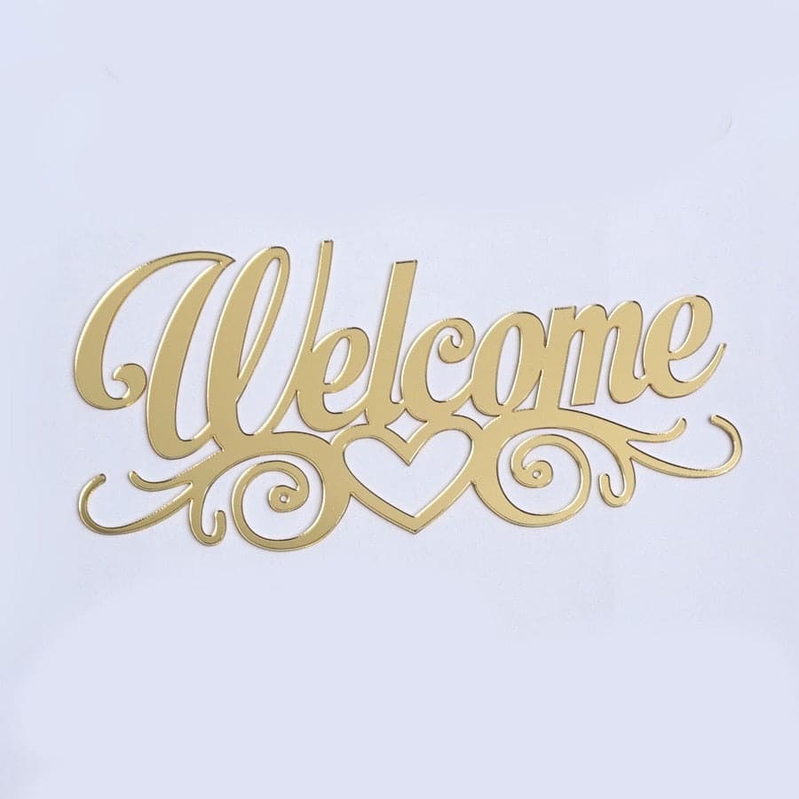 Welcome Sign Acrylic Mirror Wall Sticker: Family Door Plate