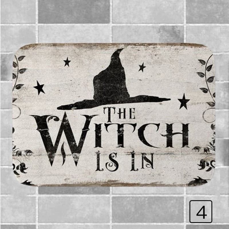 Halloween Decoration for Home Bathroom Mat The Witch Is In Pattern Mat Halloween Carpet for Bedroom Kitchen Party Decoration