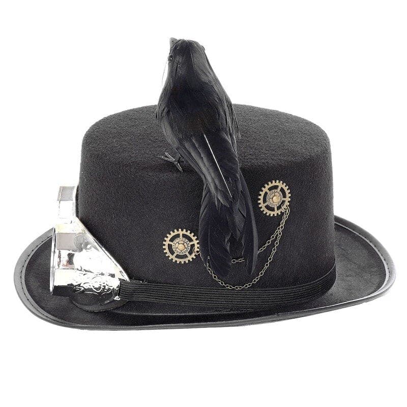 Medieval Retro Gothic Steampunk Halloween Carnival Party Men Women Crow Hat Cosplay Black Steampunk Hat  Wizard Cosplay Props