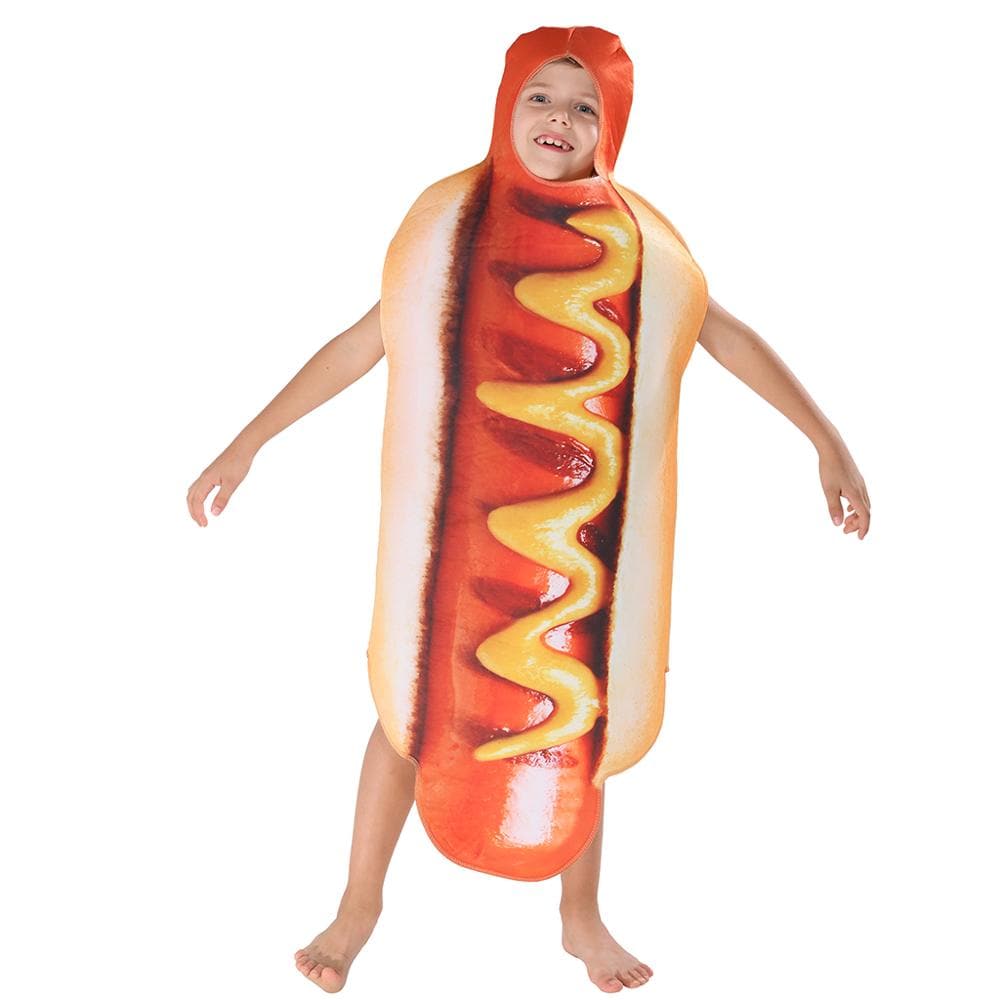 Adult Kids Funny 3D Print Hot Dog Costumes: Halloween Men