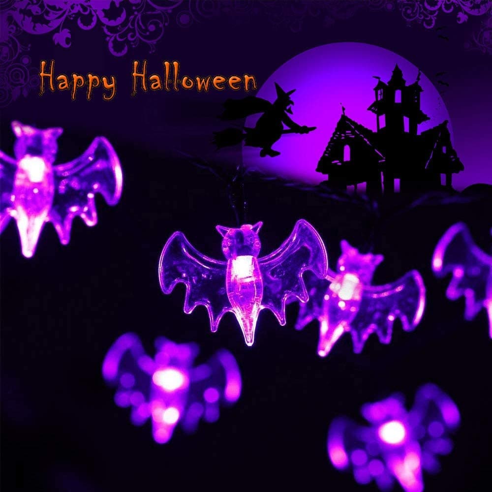 10/20/30leds Halloween Bat Light String Solar/Battery Powered Bats Fairy Lights for Christmas New Year Holiday Home Party Decor