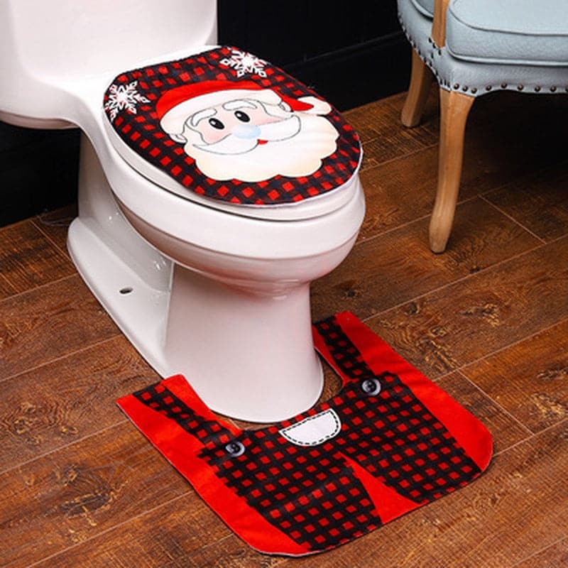 2PCS/Set Santa Claus Toilet Seat Cover Set Christmas Decorations for Home Bathroom Product New Year Navidad Decoration