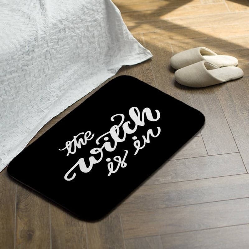 Halloween Decoration for Home Bathroom Mat The Witch Is In Pattern Mat Halloween Carpet for Bedroom Kitchen Party Decoration