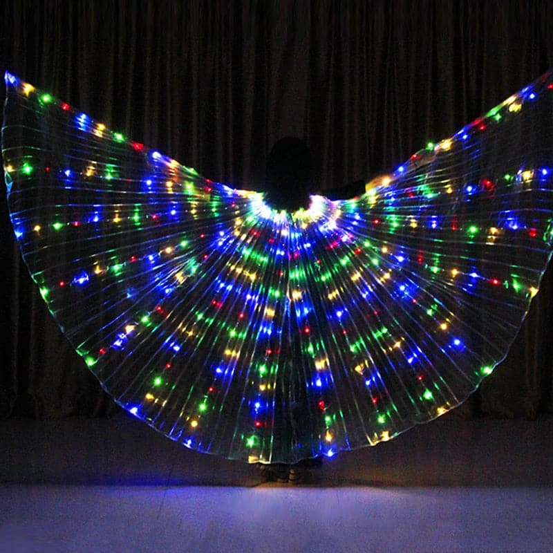 Rainbow Glowing Wing Luminous Wing Belly Dance Costumes Alas Led Party Show Isis Dancewear Fluorescent Light Isis Adult Children