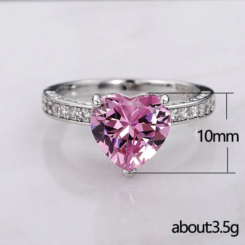 Valentine Day Heart Shaped Diamond Ring - Zircon Ring