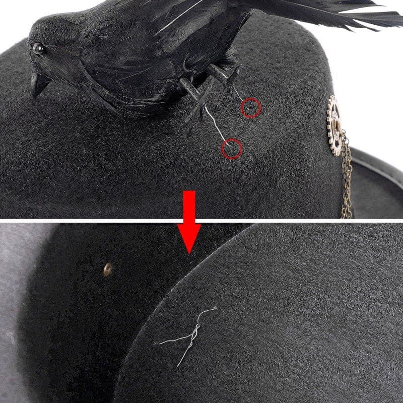 Medieval Retro Gothic Steampunk Halloween Carnival Party Men Women Crow Hat Cosplay Black Steampunk Hat  Wizard Cosplay Props