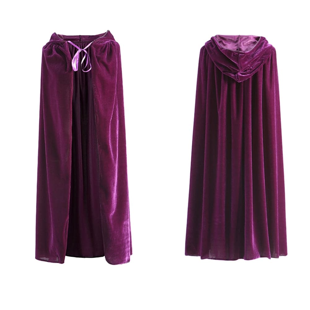 Medieval Velvet Cloak Halloween Witch Wicca Vampire Cosplay Costume Red Cape for Adult Kids Hooded Robe Carnival Outfit Cover