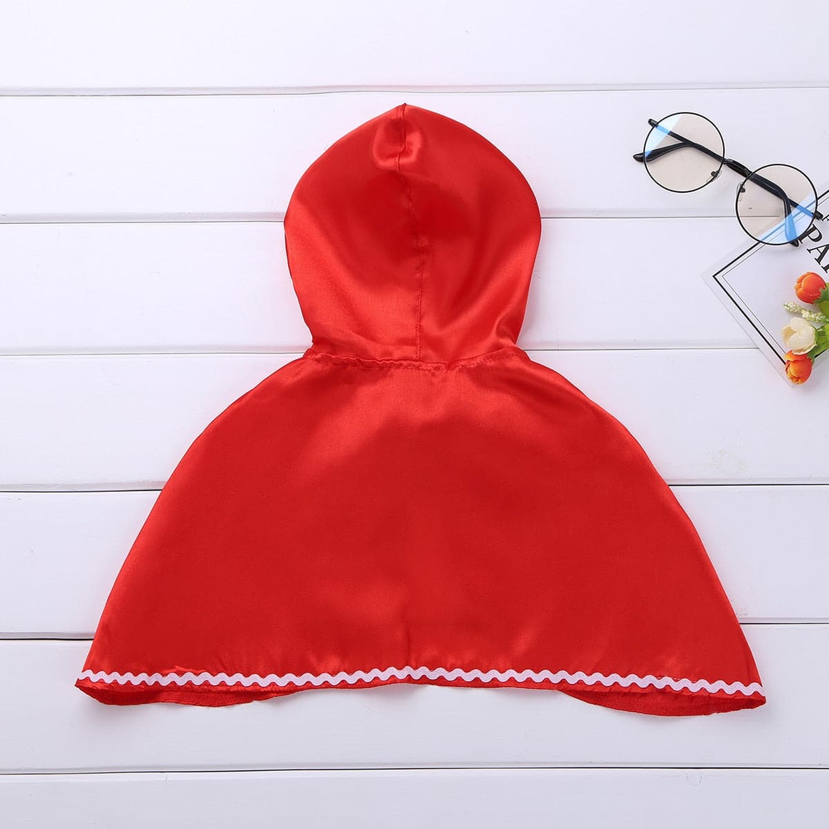 Red Hooded Cloak Cape: Kids Girls Halloween Cosplay Costume