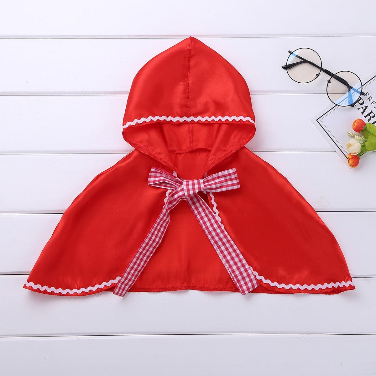 Red Hooded Cloak Cape: Kids Girls Halloween Cosplay Costume