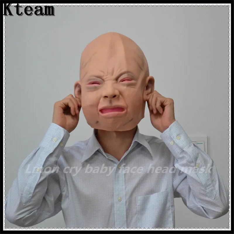 New Halloween Funny Mask Funny Party Face Masks Creepy Halloween Costume Prop Cry Baby Full Head Latex Rubber Masquerade Mask
