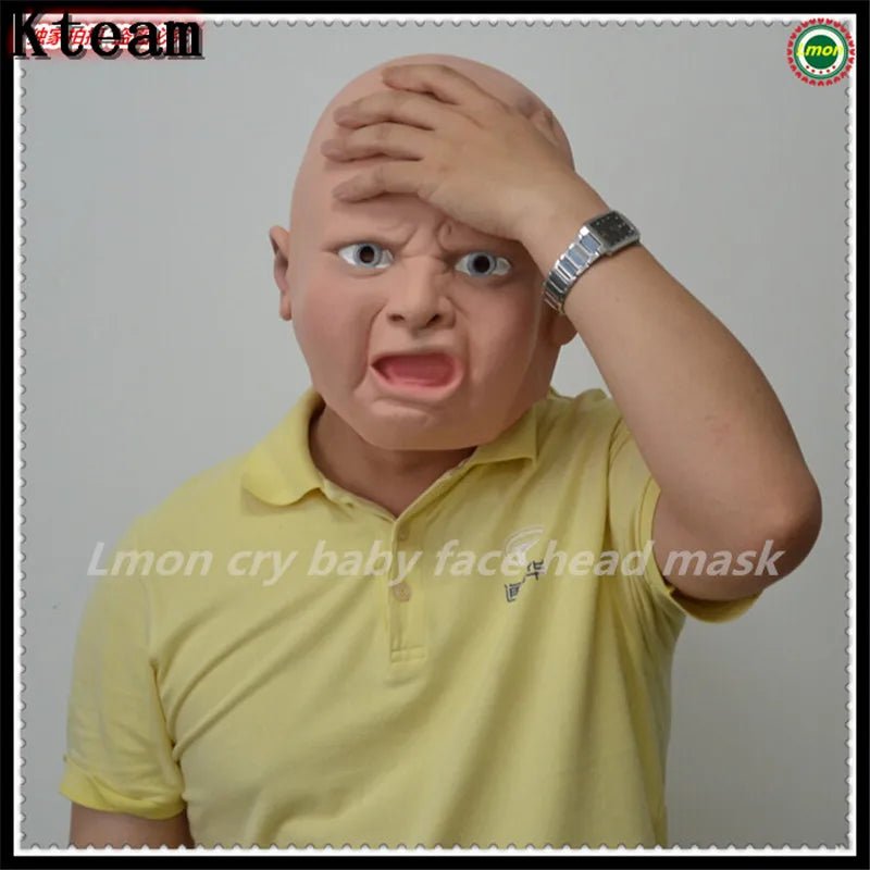 New Halloween Funny Mask Funny Party Face Masks Creepy Halloween Costume Prop Cry Baby Full Head Latex Rubber Masquerade Mask