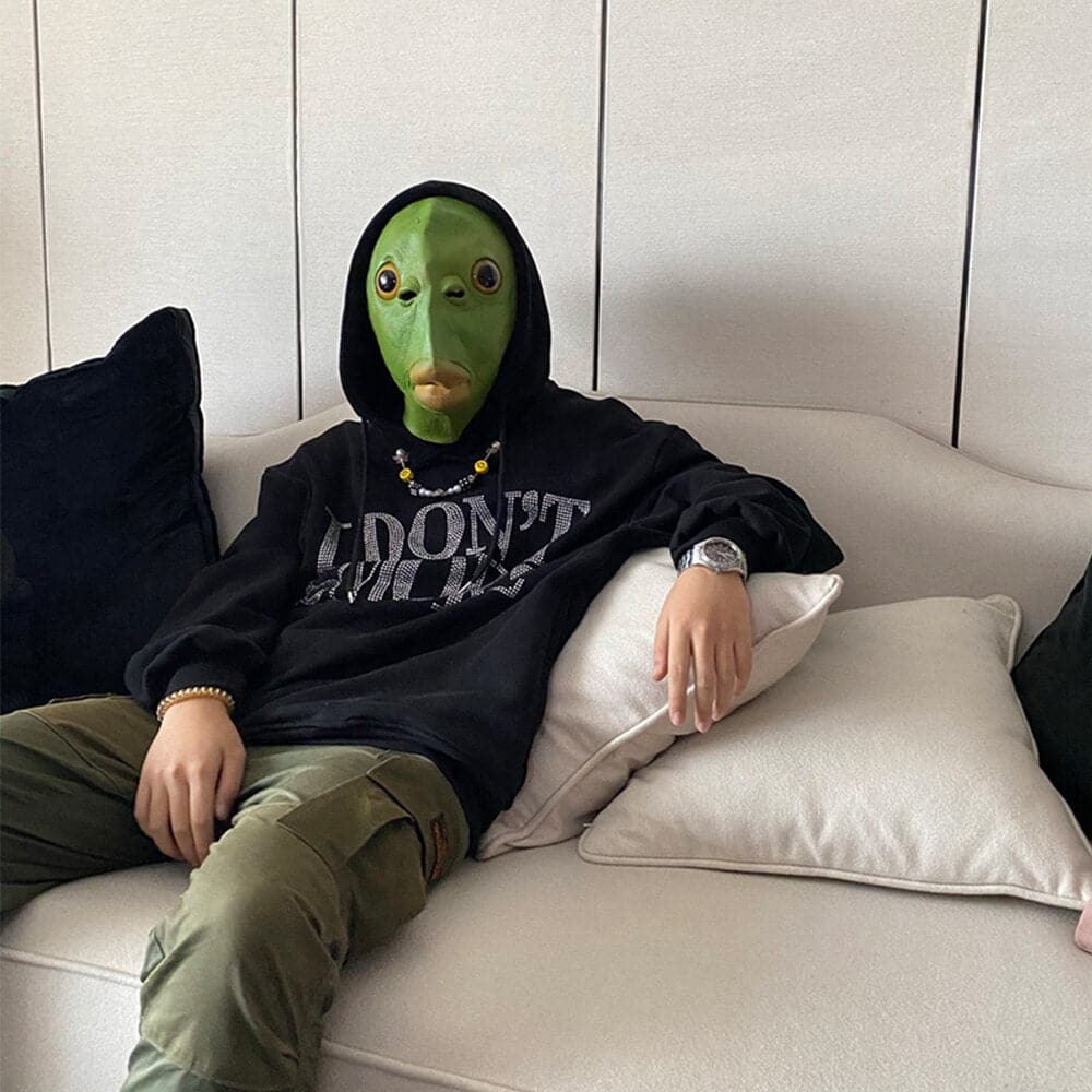 Eraspooky 2020 HOT Funny Green Fish Head Masks Cosplay Halloween Costume For Adult Purim Xmas Party Props Animal Latex Headgear