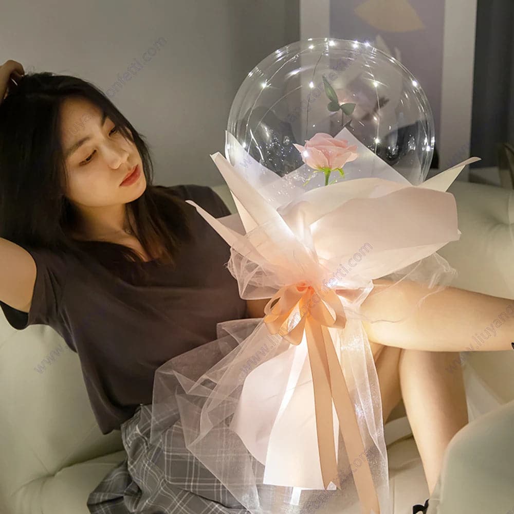 Gift Rose Balloon Bouquet on Valentine Day - Led Light Decoration