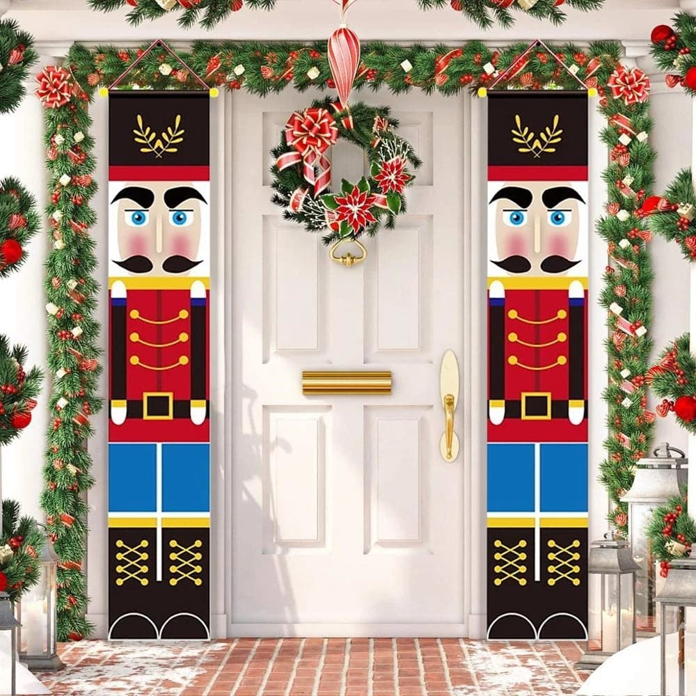 Nutcracker Soldier Christmas Banner Couplet Decor For Home  For Holiday Merry Christmas Door Decor Happy New Year