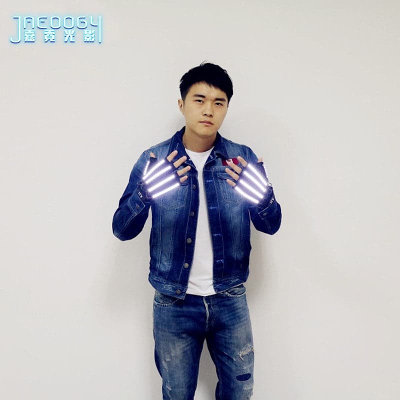 LED Luminous Gloves Halloween Bar Night Club Fluorescent Glasses Mechanical Dance Performances Props
