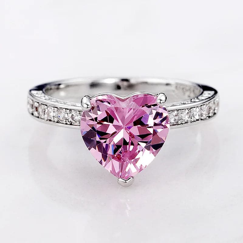 Valentine Day Heart Shaped Diamond Ring - Zircon Ring