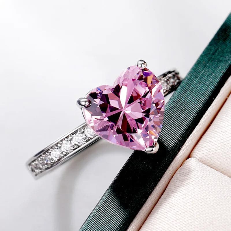 Valentine Day Heart Shaped Diamond Ring - Zircon Ring
