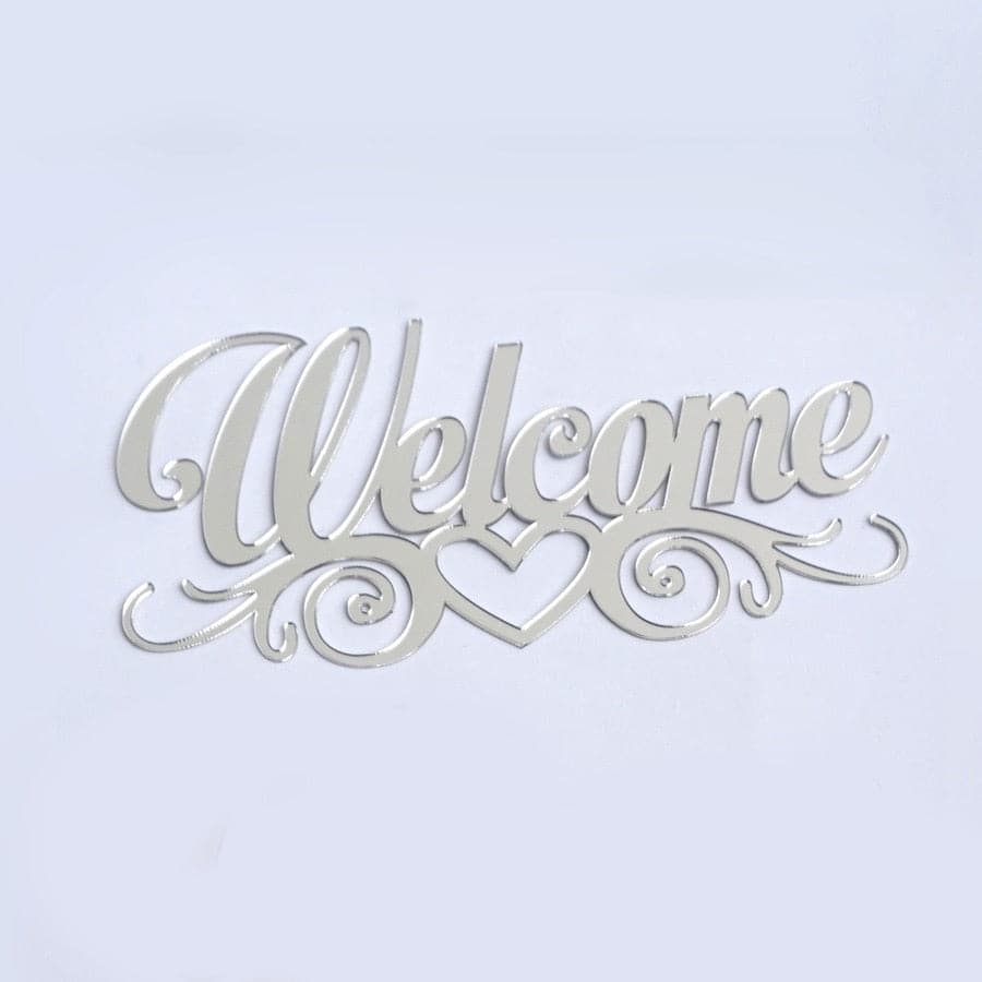 Welcome Sign Acrylic Mirror Wall Sticker: Family Door Plate