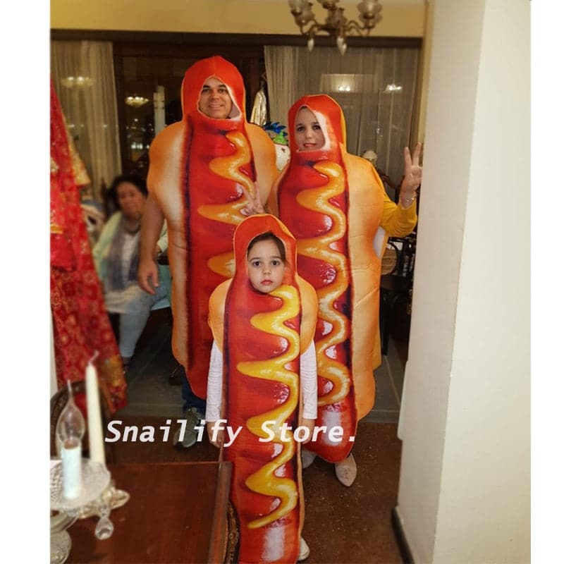 Adult Kids Funny 3D Print Hot Dog Costumes: Halloween Men