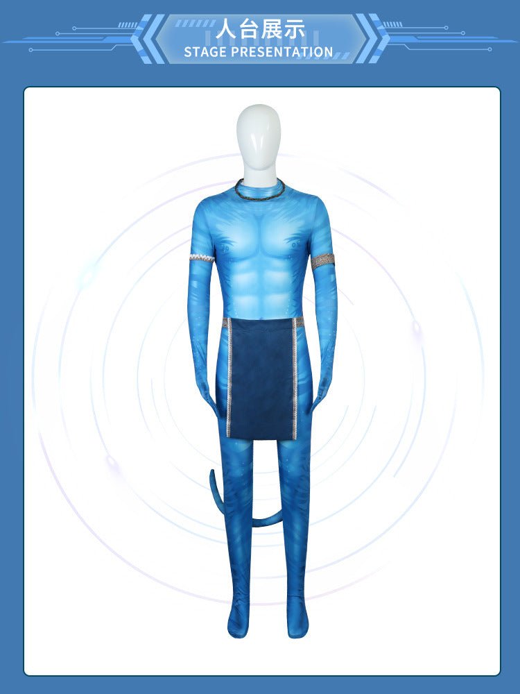 Halloween Cosplay Men Costume Avatar 2 Movie The Way Of Water Roleplay Fantasia Man Jumpsuit Tail Halloween Clothes For Male