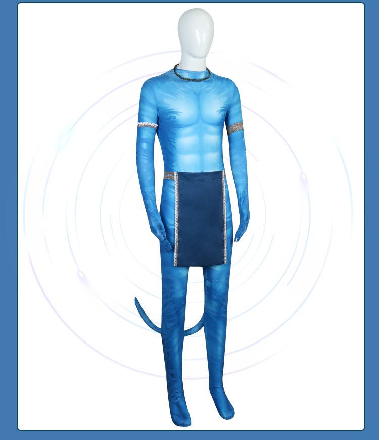 Halloween Cosplay Men Costume Avatar 2 Movie The Way Of Water Roleplay Fantasia Man Jumpsuit Tail Halloween Clothes For Male