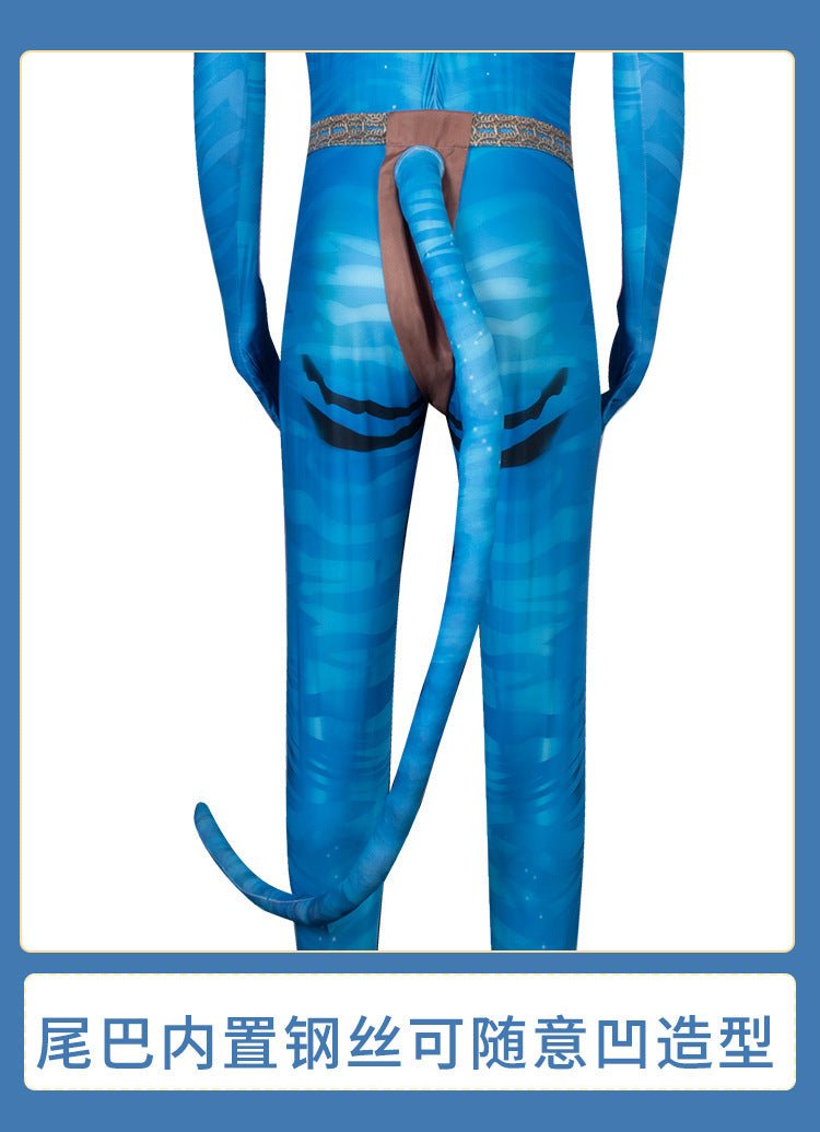 Halloween Cosplay Men Costume Avatar 2 Movie The Way Of Water Roleplay Fantasia Man Jumpsuit Tail Halloween Clothes For Male