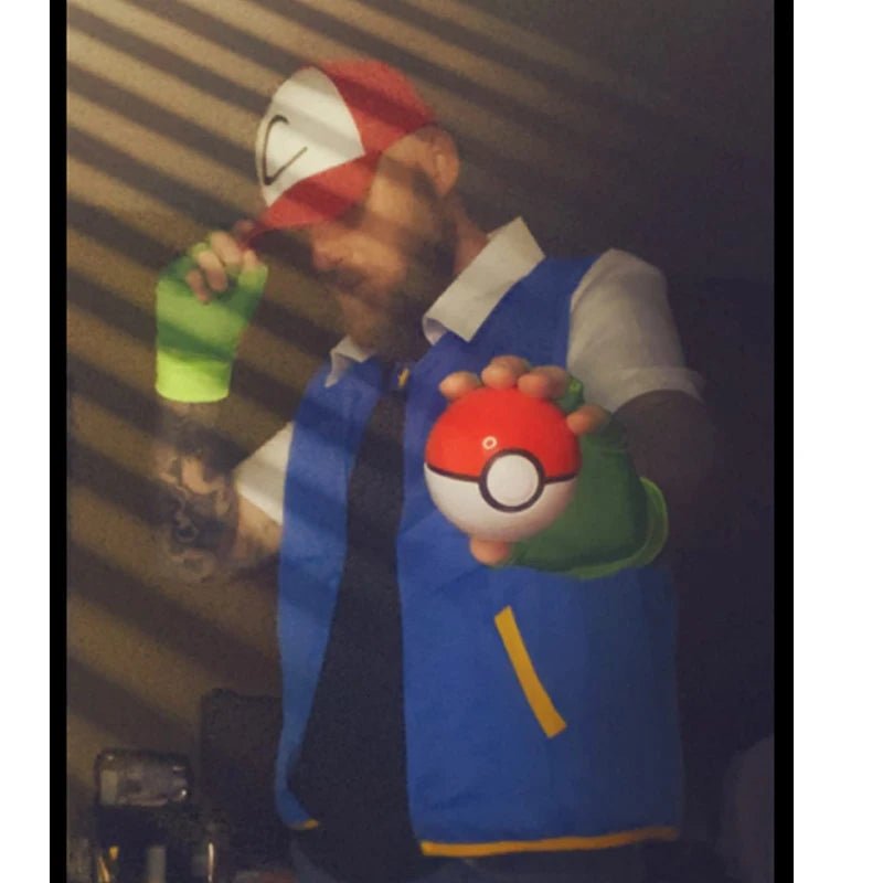 Men Anime Trainer Costume Boys Ash Ketchum Adult Cosplay for Girls Halloween Women Disfraz Party Blue Jacket Cap and Gloves Sets