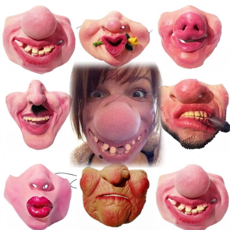 2021 Creative Adult Clown Latex Cosplay Props Humorous Elastic Band Half Face Party Latex Masks Funny Halloween Horrible Mask