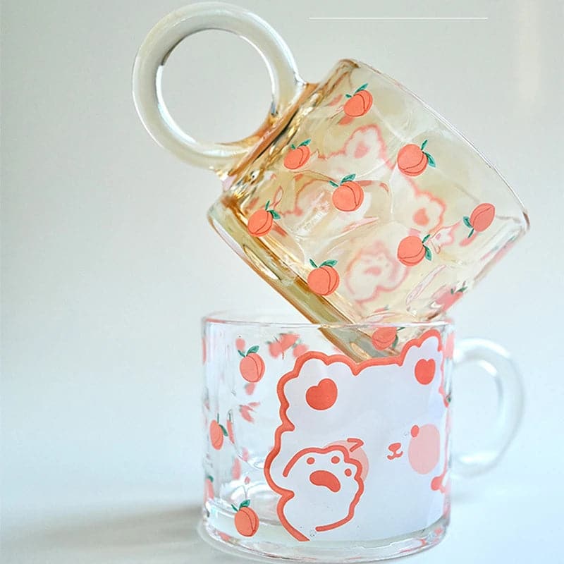 Adorable Tulip Printed Glass Mug - High-Value Ins Style Amber Glass Mug