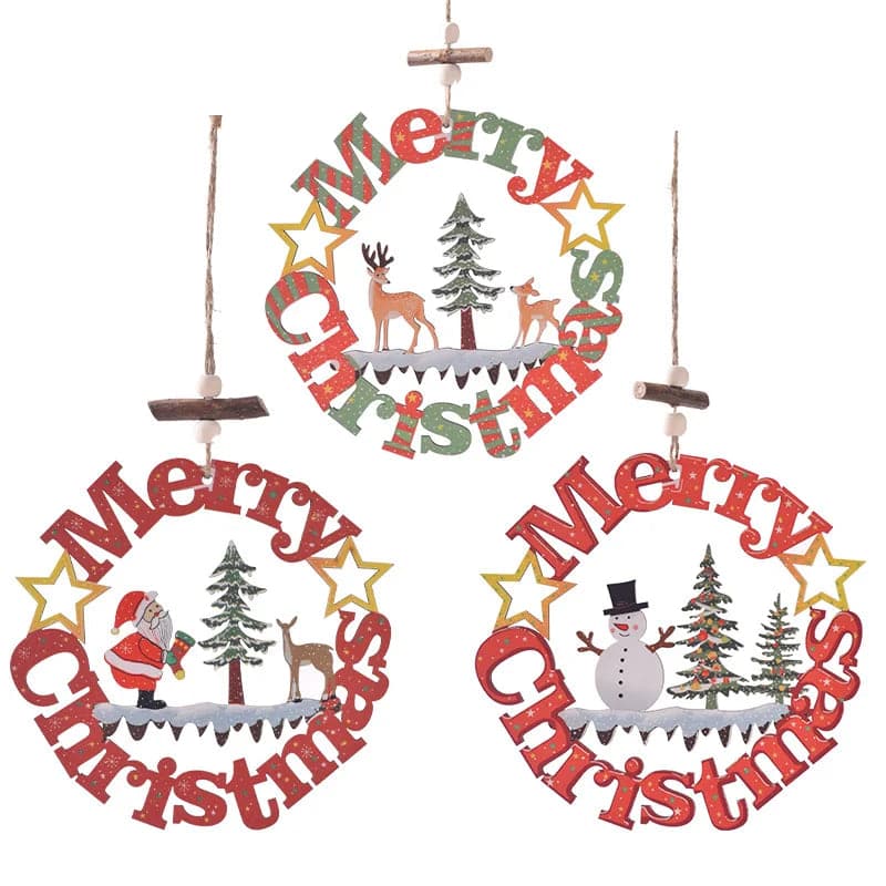 Christmas decorations Wooden pendants Christmas hollowed-out letters hanging decorations Christmas decorations elf on the shelf