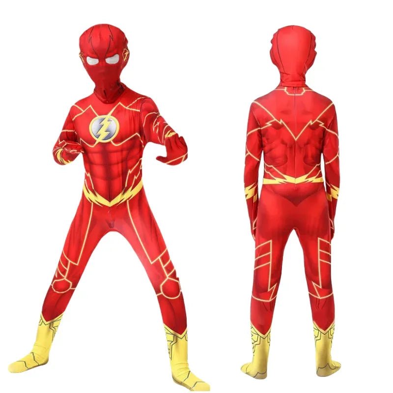 Boys Cosplay Costume Kids Flash  New Year Carnival Party Fancy Dress with Headgear Mask Sets