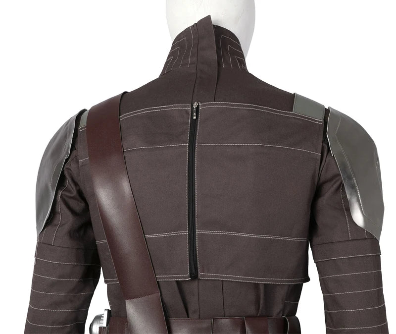 Adult Man Mandalo Cosplay Costume Halloween Din Djarin Leather Cosplay Outfit   Battlesuit Costume Vest Hand Guard Accessories