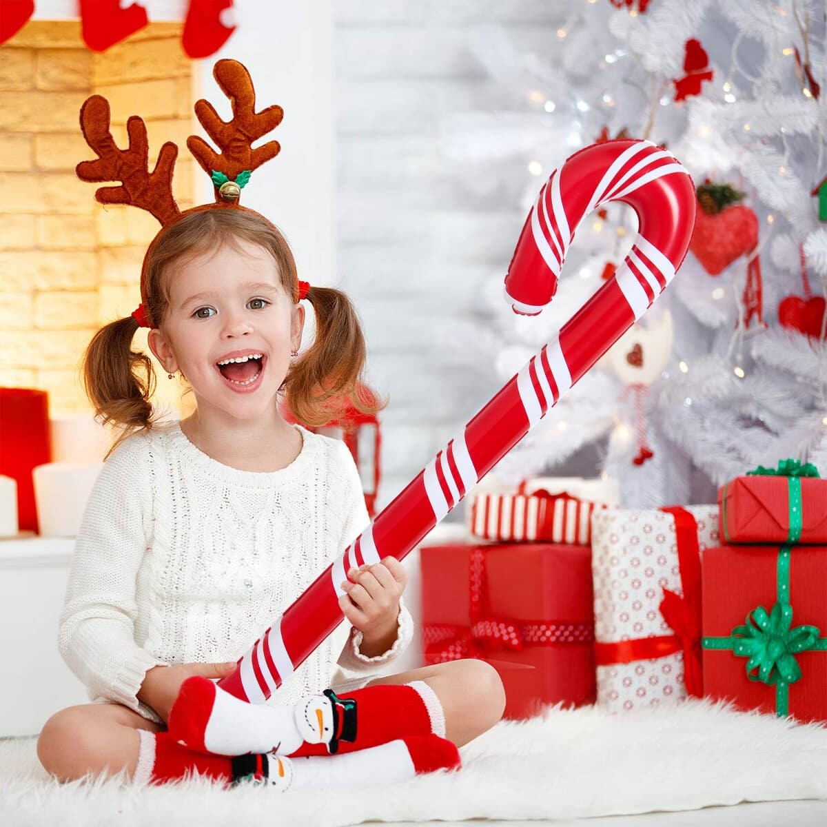 Christmas Inflatable Candy Cane Stick Balloon Merry Christmas Decoration 2023 for Home Navidad Natal Gifts Happy New Year 2024
