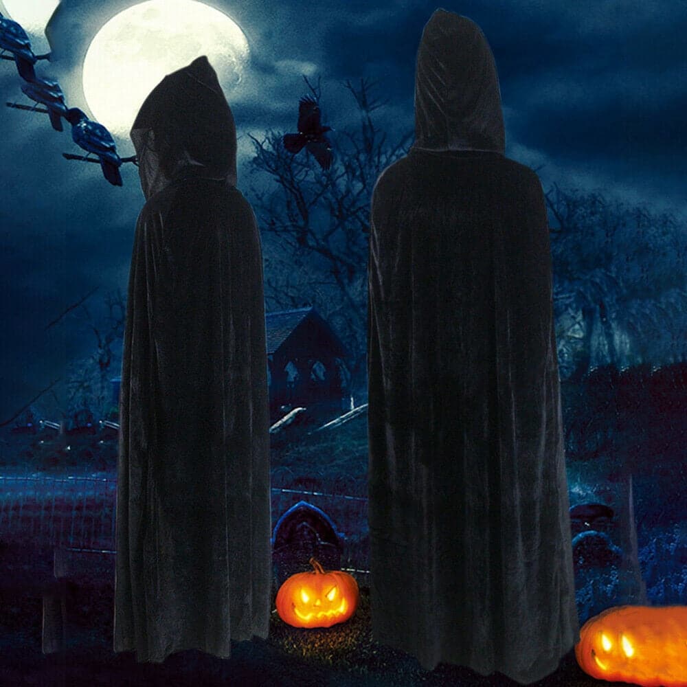 Adult Halloween Velvet Cloak Cape Hooded Medieval Costume Witch Wicca Vampire Halloween Costume Dress Coats 5 Colors