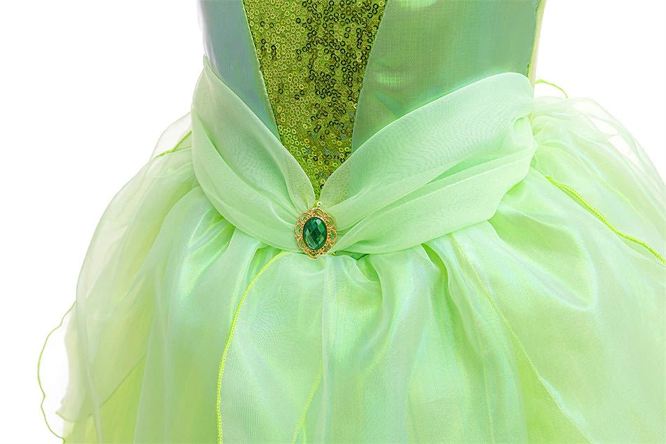 Tinker Bell Girls Fairy Princess Dress Kid Cosplay Elf Costume Tinkerbell Halloween Carnival Party Clothes Fantasy Green Vestido