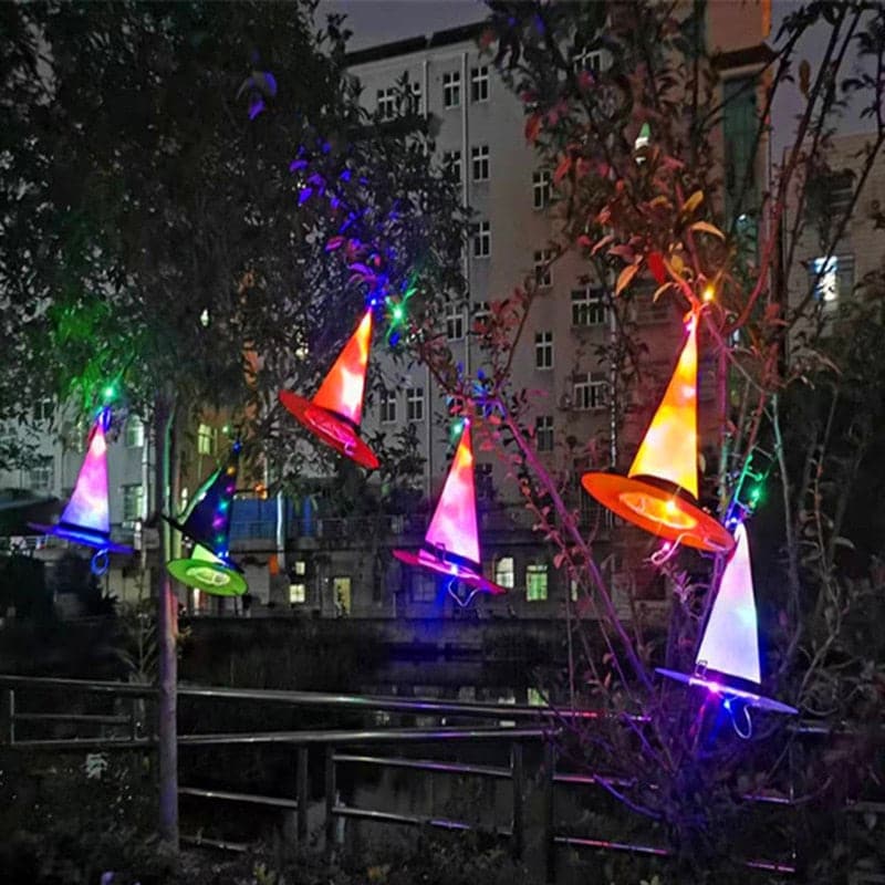 New 1PC LED Lights Witch Hats Halloween Costume Cosplay Props Outdoor Tree Hanging Ornament  Party Decor Halloween Decoration