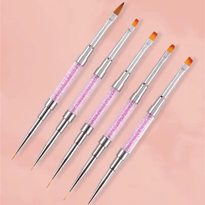 Dual-ended Nail Brush Acrylic Nail Art Brushes Professional Stripe Painting Drawing Pen UV Gel Extension Brush DIY Manicure Tool