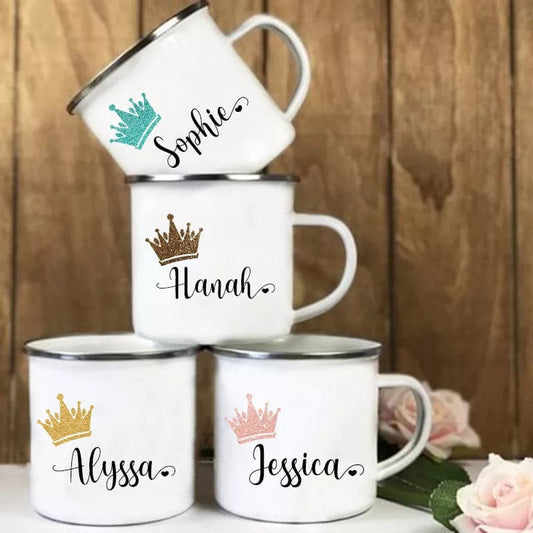 Personalized Crown Coffee Mug - Custom Enamel Mugs