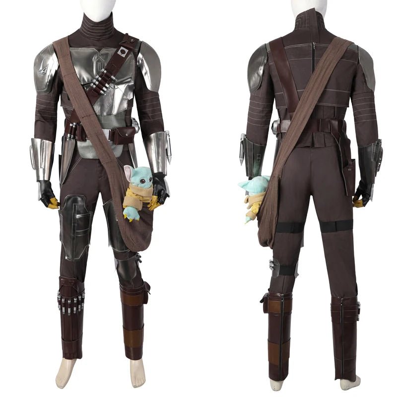 Adult Man Mandalo Cosplay Costume Halloween Din Djarin Leather Cosplay Outfit   Battlesuit Costume Vest Hand Guard Accessories