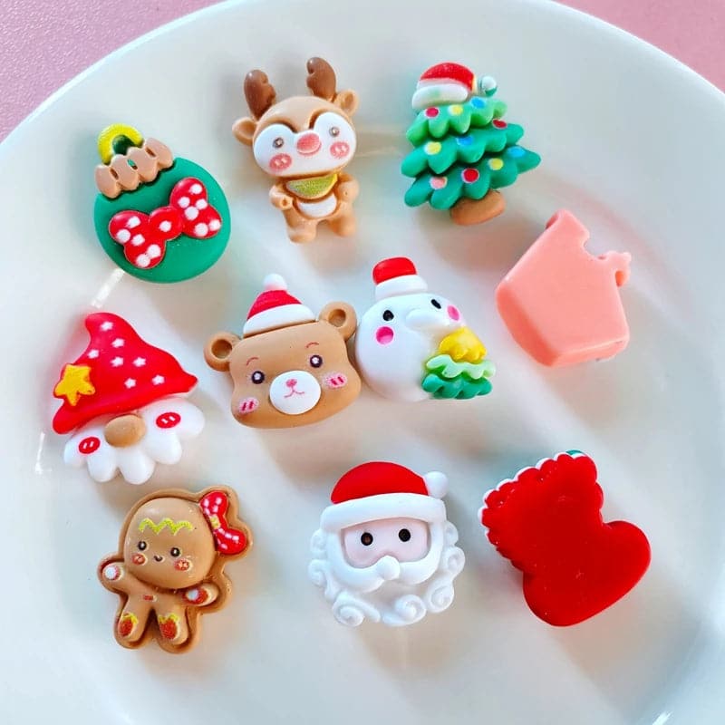 20Pcs New Cute Mini Christmas Collection Flat back Resin Cabochons Scrapbooking DIY Jewelry Craft Decoration Accessorie