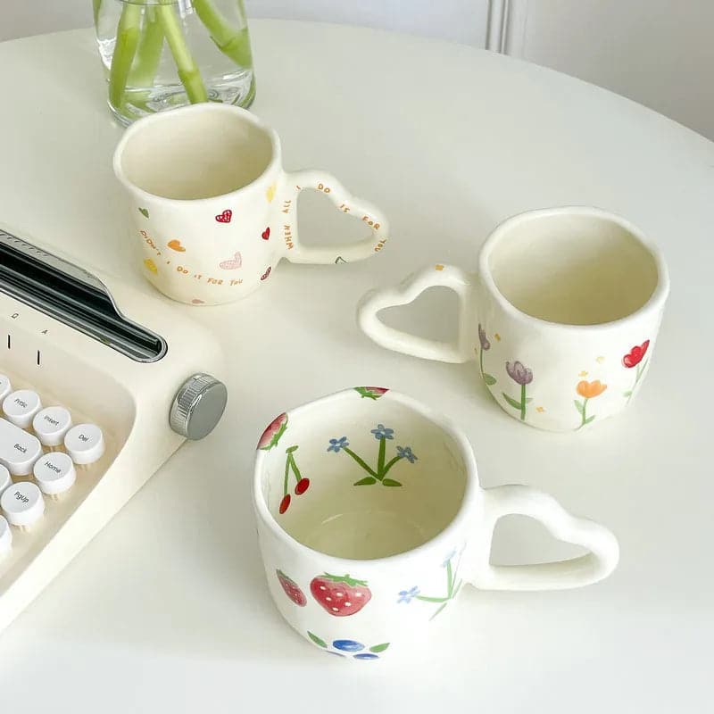 Cute Ceramic Coffee Mugs - Love Handle Cups for a Refreshing Morning