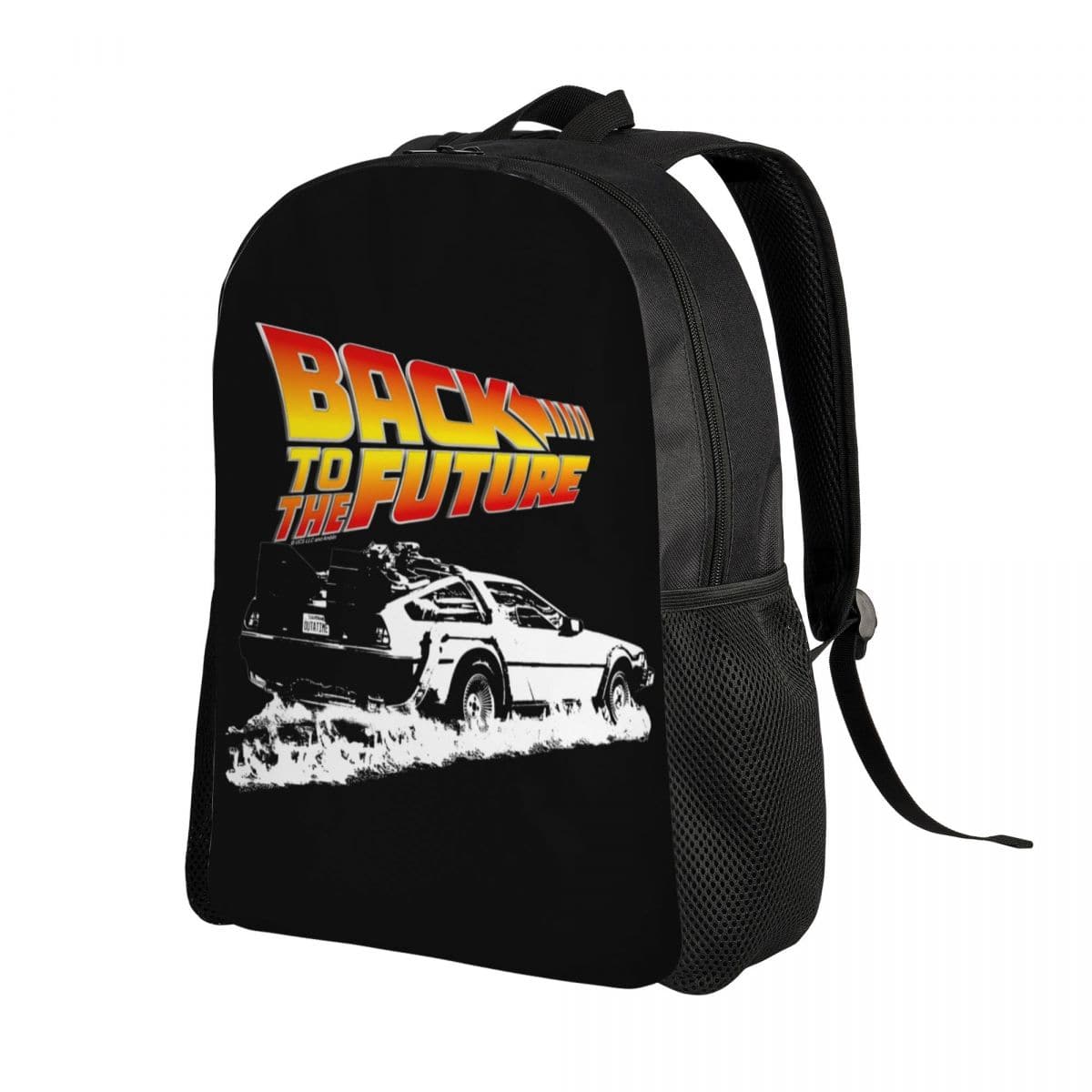 Back To The Future Movie Backpacks Men Women Basic Bookbag for College School DeLorean Fire Tracks White Stencil Fan Art Bags