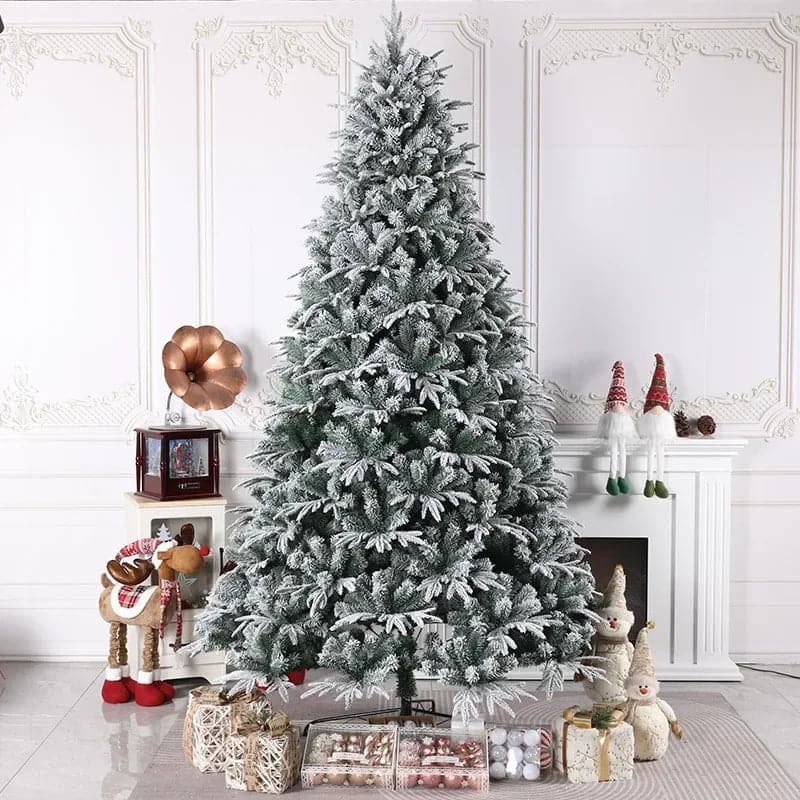 Artificial Green Christmas Tree, Full PE Leaves, Premium Encryption, Home Party Decoration, New Year Ornaments Slight Snow Tree