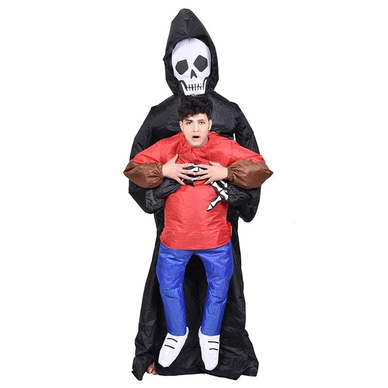 Adult Unisex Funny Death Ghost hugging people Inflatable Costume Halloween Carnival Holiday Theme Party Performance Clothes