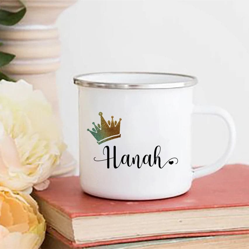 Personalized Crown Coffee Mug - Custom Enamel Mugs