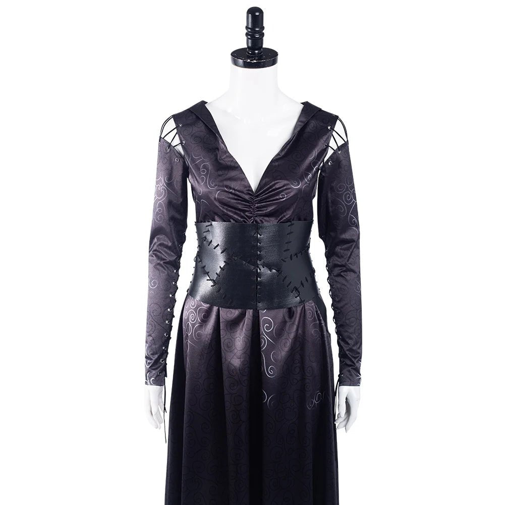 Bellatrix Movie Lestrange Cosplay Costume Black Dress Adult Women Girls Fantasy Outfits Halloween Carnival Party Disguise Suit