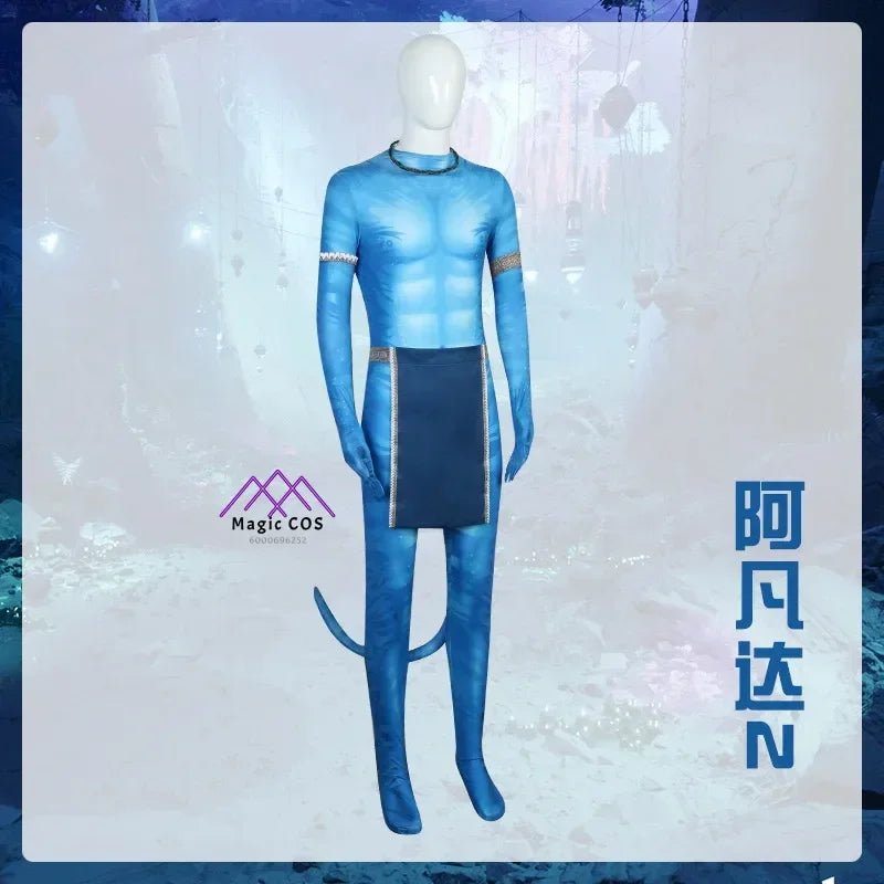 Halloween Cosplay Men Costume Avatar 2 Movie The Way Of Water Roleplay Fantasia Man Jumpsuit Tail Halloween Clothes For Male