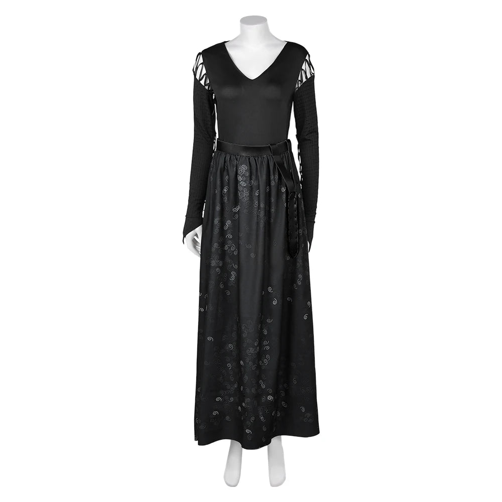 Bellatrix Movie Lestrange Cosplay Costume Black Dress Adult Women Girls Fantasy Outfits Halloween Carnival Party Disguise Suit